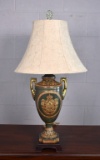 Green & Gilt Vasiform Table Lamp