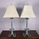 Pair of Virginia Metalcrafters  Verdigris Metal Table Lamps