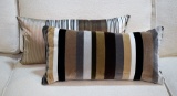 Pair of Brown, Black, Silver-Gray and Cream Decorative Accent Pillows