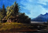 Thielmann (German, XIX-XX) Barn in Field, Oil on Canvas, Signed Lower Right