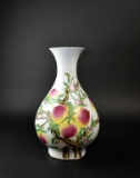 Chinese Peach & Bat Motif 14” Porcelain Vase