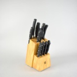 Miracle Blade Seventeen Piece Kitchen Knife Set with Wood Block Storage