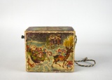 Vintage Christmas Toy Hurdy Gurdy Tin & Cardboard Organ Grinder