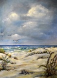 Jane Dean, (So .Car, XX) South Carolina Beach Scene, Oil on Canvas, Signed Lower Right
