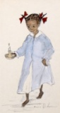 Annie Lyle Viser (So. Car. XX) Little Girl in Night Clothes, Print, Signed Lower Right