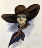 Unattributed (XX) Young Lady in Hat, Watercolor
