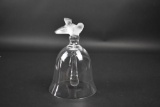 Lalique France Crystal Sparrow Bird 5.5” Table Bell, Signed