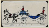Antique 19th C. French Lithograph of  Horses and Carriage by Guillon