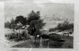 William Wellstood (British-Amer., 1819-1900) Frozen River, Etching, Signed Lower Left