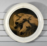 Vintage Print of “Pharoah's Horses” by Rosa Bonheur, Round Wooden Frame