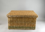 Large Framed Woven Basket with Lid