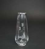 Orrefors Crystal Etched Butterfly Flower / Bud Vase