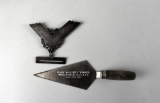 Two Antique Masonic Presentation Pieces of Potter Lodge No. 441: Mini-Trowel & Silver Badge Pin