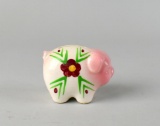Small Vintage Hand Painted Piggy Bank with Some Coins Inside