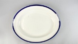 Large 16” Oval White & Blue Platter