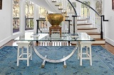 Pair of White Painted Dowel-Jointed French Stools with Saddle Seats
