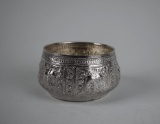 Ornate Repousse Gilt-Lined Sterling Silver Bowl, Unmarked