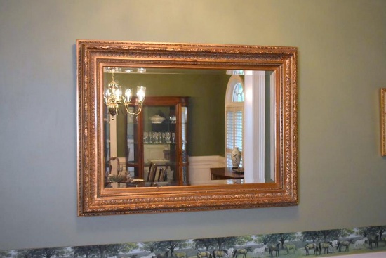 Carved Gilt Wood Entryway Mirror with Beveled Glass