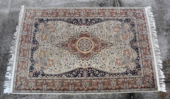 Indo-Persian Tabriz 4' 8” x 7' 8” Handknotted Wool Rug