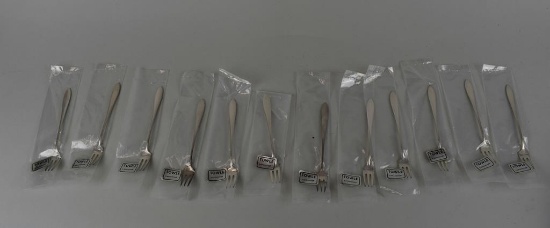 Set of 12 New in Wrapper Towle Lafayette Sterling Silver Cocktail Forks