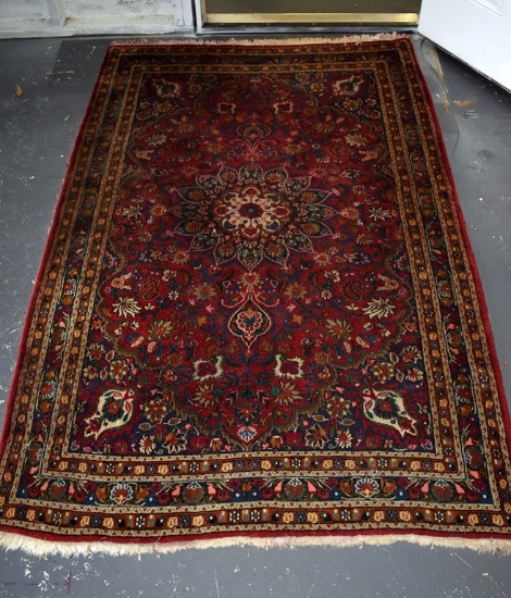 Vintage Persian Red Handknotted Wool Rug