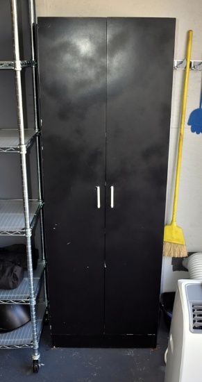 Black Color Laminate Office Storage Cabinet with Adjustable Shelves, White Interior