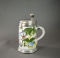 Pewter Mounted Rastal Porcelain Tankard, Hohr-Grenzhausen Germany 1974