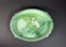 Studio Art Pottery Oval Dish with Snowy Egret Bird Walking in Fronds, Signed