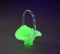 Fenton Green Hobnail Opalescent Uranium Glass Basket