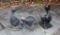 Set of Three Weathered Cast Iron Ducks