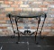 Bronzed Wrought Metal Patio Demilune Console Table with Glass Top