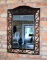 Bronzed Wrought Metal Patio Wall Mirror with Beveled Glass