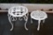 Two White Cast Metal Low Plant Stands