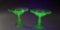 Fostoria Uranium Green Glass Fairfax Compote Pair