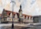 Georg E? S? (XX) Leipzig Market, Color Etching, Signed Lower Right
