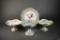 Four Pieces Dresden Porcelain: Reticulated Plate & Compote and Carl Thieme Pair of Floral Compotes