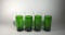 Eight Blenko Crackle Design Glasses: 4 Dimpled Clover Green & 4 Double Ring