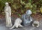 Lot of 4 Garden Decor Concrete Statues