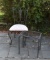 Fancy Ribbed Splat Wrought Iron Patio Chair and Glass Top Side Table