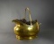 Large Brass Coal Scuttle Bucket with Pine Cones