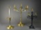 Lot of Three Brass / Brass& Iron Candelabras