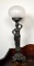 Vintage Cast Metal Loevsky & Loevsky Bronze Finish Figural Parlor Lamp with Frosted Globe
