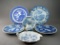 Lot of 7 Blue & White Dishes: Meissen Blue Onion,  Boch Delft, Royal Wessex, Royal Warwick, & Japan