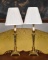 Pair of Polished Brass Candlestick Electric Lamps