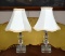 Pair of Vintage Art Deco Geometric Glass Base Lamps