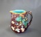 Antique Blackberries & Leaves Majolica Jug with Glazed Teal Interior