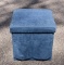 Blue Velour Storage Ottoman