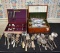 Lot of Mostly Silver Plate Flatware and Some Stainless and Two Storage Boxes