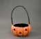 Vintage Papier Mache Jack O Lantern Candy Basket with Long Handle