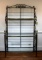 Elegant Black Wrought Iron and Antiqued Brass Baker's Rack with Glass Shelves